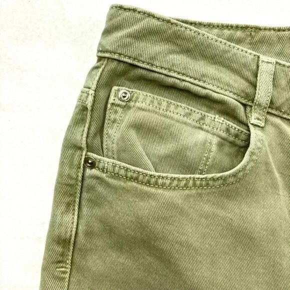 NWT Zara Sage Green High Waist 100% Cotton Raw Hem Ankle Straight Jean Size 10 - Picture 9 of 15